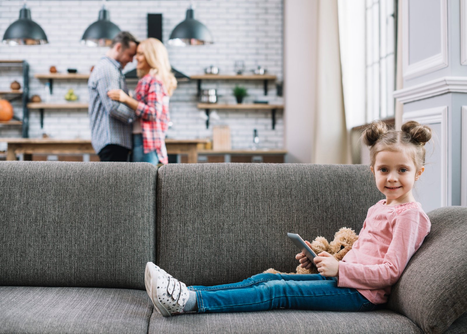 Family spending time together in a living space