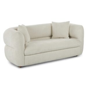 Ivory Curved Boucle Accent Sofa
